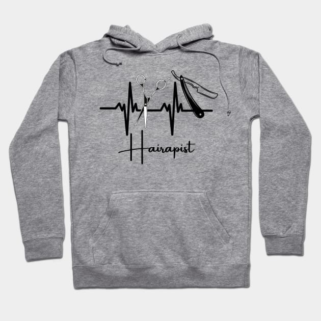 Hairapist Heartbeat Funny Hairstylist, Hairdresser Lover Hoodie by JustBeSatisfied